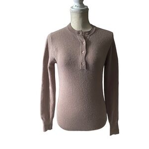 Jacobsons Women Blush Brown Lambswool Angora Blend 4-Button Henley Sweater Sz Sm